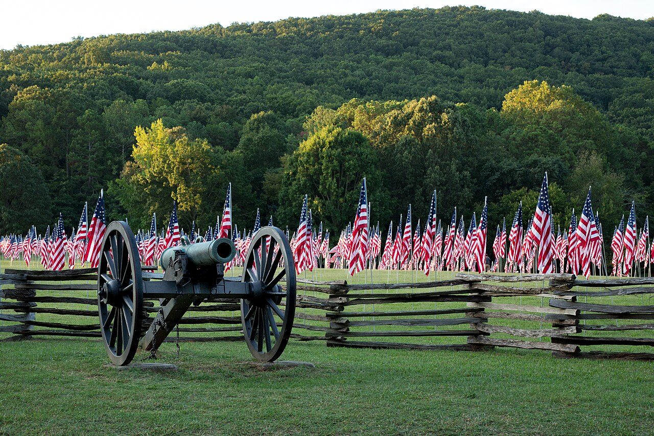 Field of American flags at Kennesaw Mountain